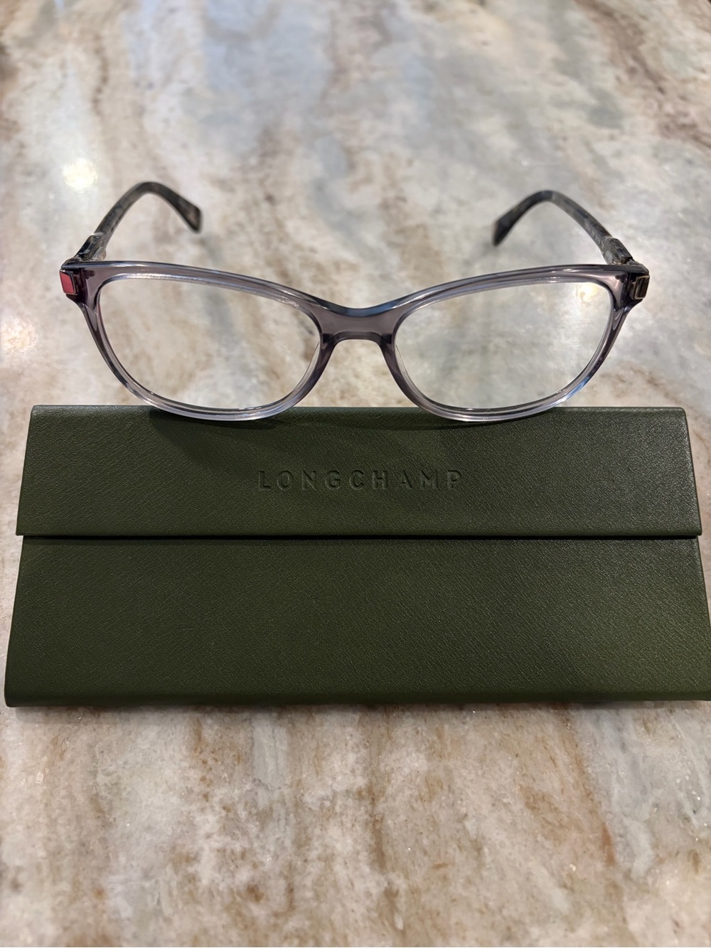 Longchamp Women's Translucent Gray Glasses Frame, model LO 2616, case and cloth
